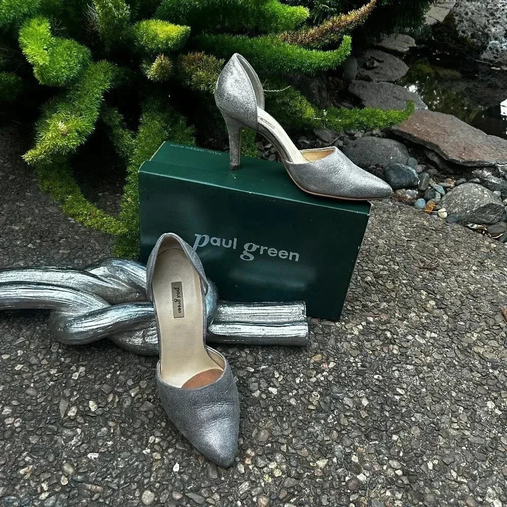 Paul Green The Day Maker Smoked Brush Char Heel D'orsay Pumps US 7